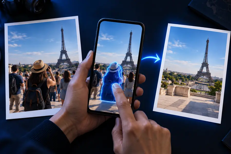 Photo with the distracting background element removed