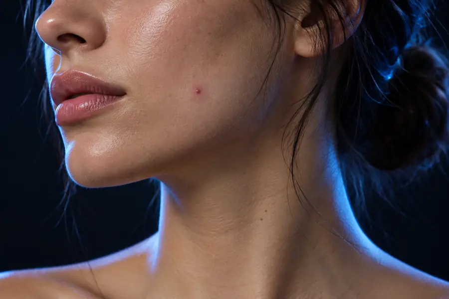 Portrait showing a small distracting mark before editing