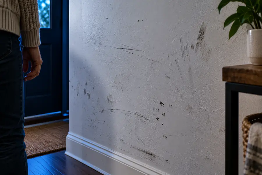 Surface with visible distracting marks before cleaning
